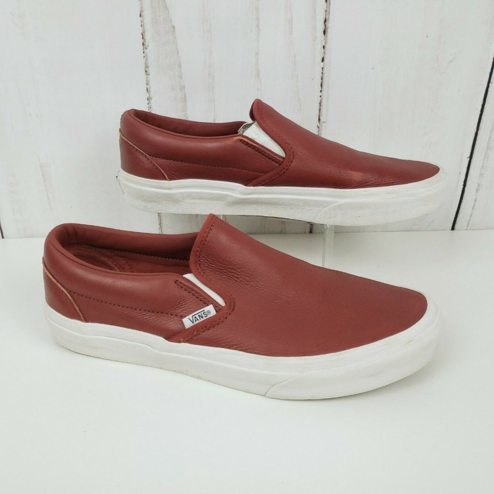 Vans Classic Slip On Size 8.5 Dark Red & White EU
